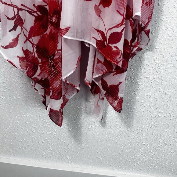 Betsey Johnson Floral Midi Dress Size 12 Shark Bite Hem Invisible Zipper - Picture 5 of 10